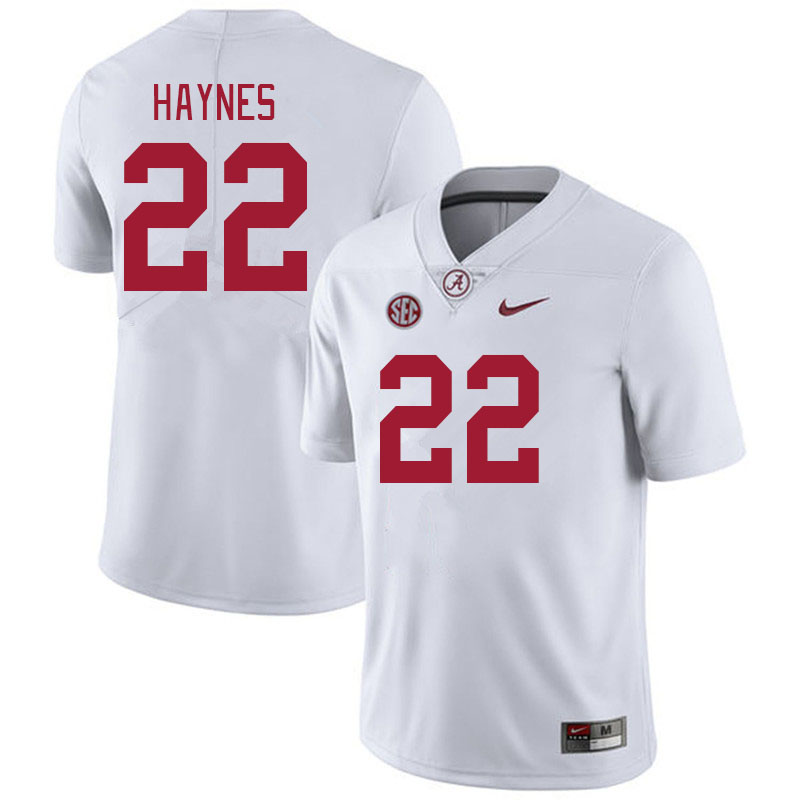 Men #22 Justice Haynes Alabama Crimson Tide College Footabll Jerseys Stitched-White